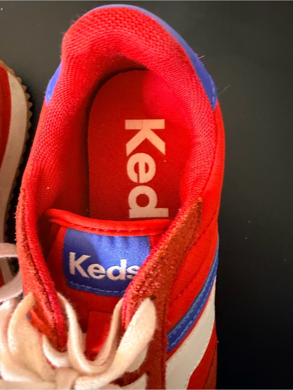 Keds Retro Rena Red, White, & Blue 70’s Suede Leather Lace-Up Sneakers Size 6.5 - Picture 9 of 10
